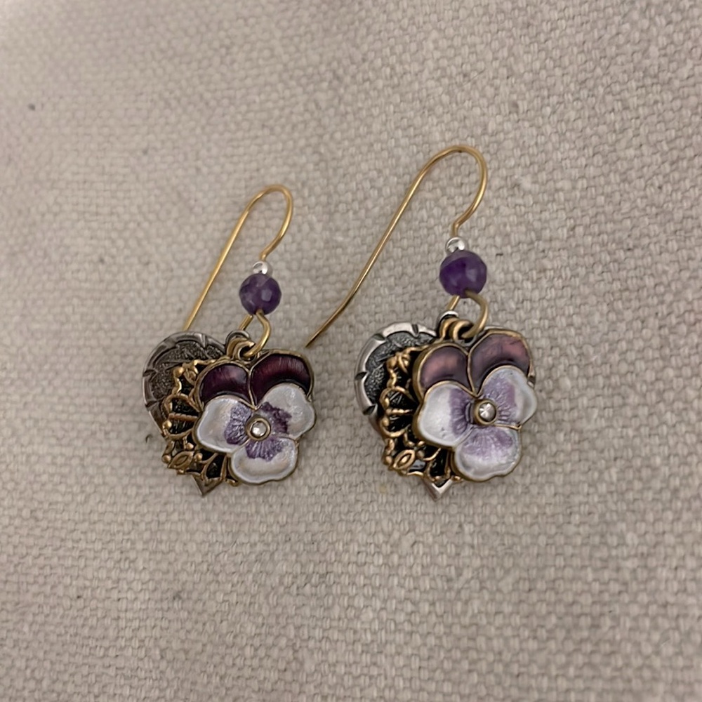 Violet Heart Dangly Earrings